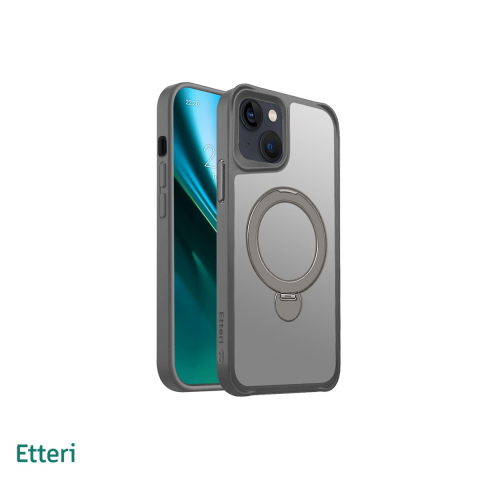 Husa Etteri Matt Mag Ring pentru iPhone 14, Carcasa magnetica, Gri [0]
