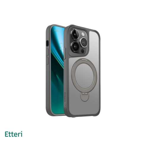 Huse si protectii smartphone - Husa Etteri Matt Mag Ring pentru iPhone 14 Pro, Carcasa magnetica, Gri