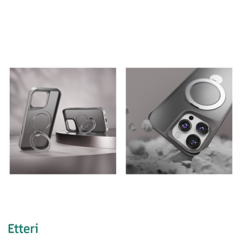 Husa Etteri Matt Mag Ring pentru iPhone 17 Pro Max, Carcasa magnetica, Gri [4]