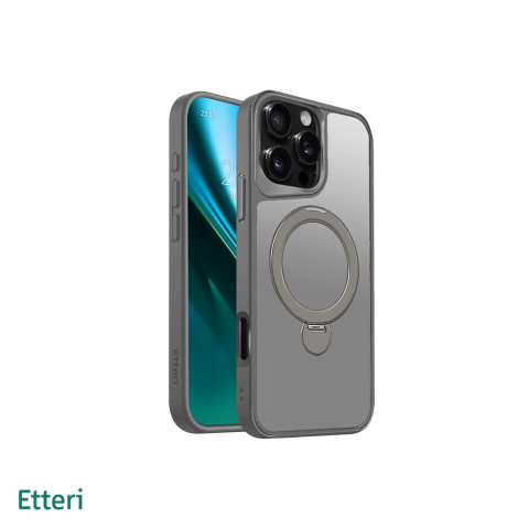 Huse telefoane - Husa Etteri Matt Mag Ring pentru iPhone 17 Pro Max, Carcasa magnetica, Gri
