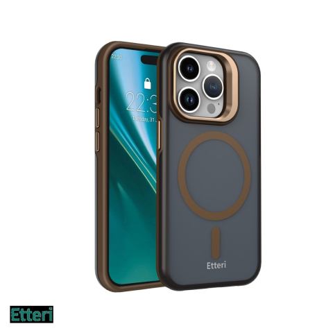 Huse telefoane - Husa Etteri Morning Fog pentru Apple iPhone 14 Pro, Carcasa magnetica, Maro