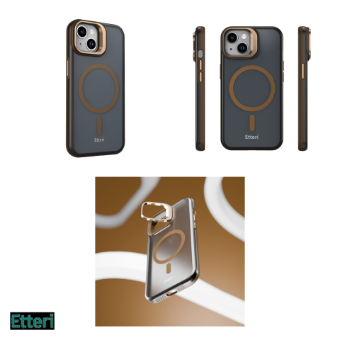 Husa Etteri Morning Fog pentru Apple iPhone 15, Carcasa magnetica, Maro [3]