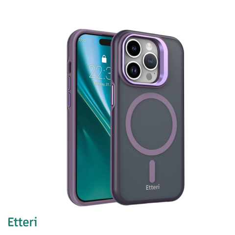 Huse si protectii smartphone - Husa Etteri Morning Fog pentru iPhone 15 Pro, Carcasa magnetica, Mov