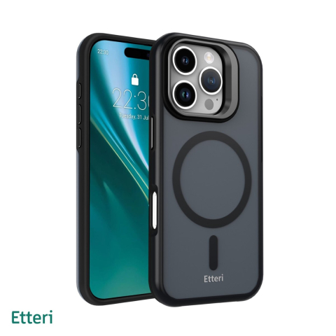 Huse si protectii smartphone - Husa Etteri Morning Fog pentru iPhone 16 Pro Max, Carcasa magnetica, Negru