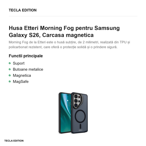 Husa Etteri Morning Fog pentru Samsung Galaxy S26, Carcasa magnetica, Negru [1]