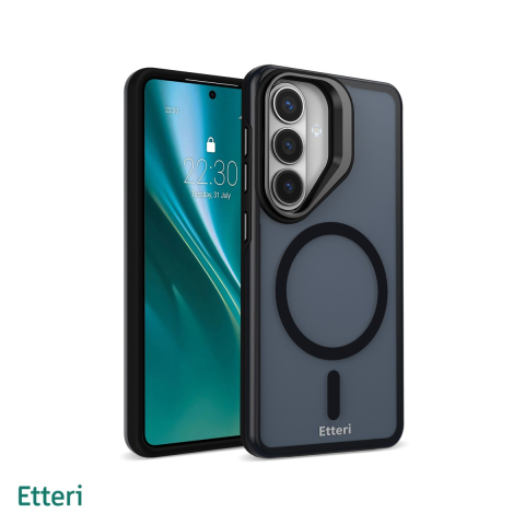 Huse si protectii pentru Samsung - Husa Etteri Morning Fog pentru Samsung Galaxy S26 Ultra, Carcasa magnetica, functia de suport, buton metalic, PC, TPU (poliuretan termoplastic), Negru