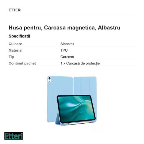Husa Etteri pentru Apple iPad 10.9 (gen 10, 2022), Carcasa magnetica, Albastru [2]