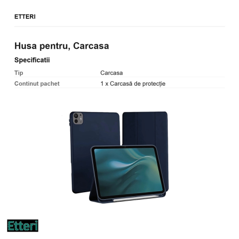 Husa Etteri pentru Apple iPad Pro 11 (2024), Carcasa, Albastru inchis [2]