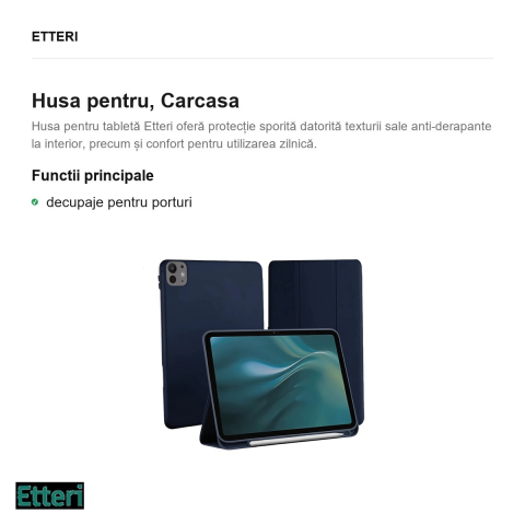 Husa Etteri pentru Apple iPad Pro 11 (2024), Carcasa, Albastru inchis [1]
