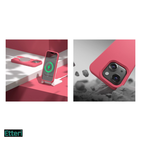 Husa Etteri Silicone Mag pentru Apple iPhone 13, Carcasa magnetica, Rosu [4]