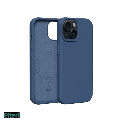 Huse si protectii smartphone - Husa Etteri Silicone Mag pentru Apple iPhone 15, Carcasa magnetica, Albastru