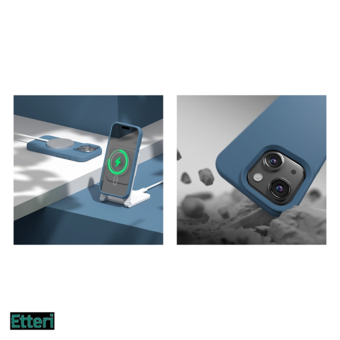 Husa Etteri Silicone Mag pentru Apple iPhone 15, Carcasa magnetica, Albastru [4]