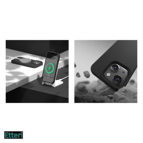 Husa Etteri Silicone Mag pentru Apple iPhone 15, Carcasa magnetica, Negru [4]