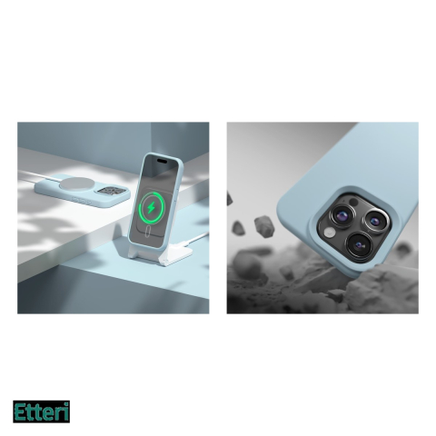 Husa Etteri Silicone Mag pentru Apple iPhone 15 Pro, Carcasa magnetica, Albastru [4]