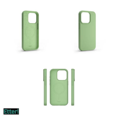 Husa Etteri Silicone Mag pentru Apple iPhone 15 Pro, Carcasa magnetica, Verde [3]
