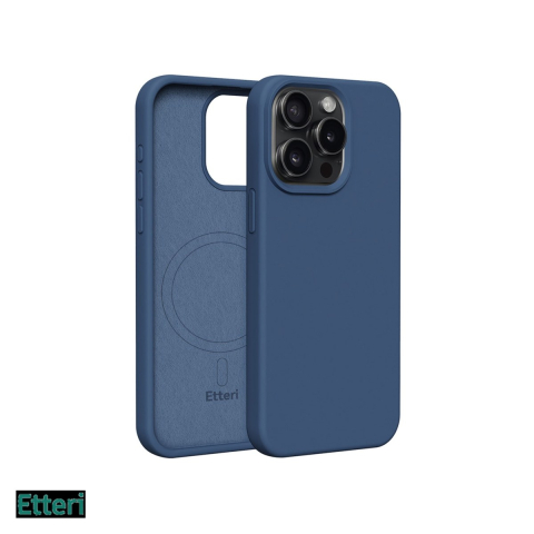 Huse si protectii smartphone - Husa Etteri Silicone Mag pentru Apple iPhone 15 Pro Max, Carcasa magnetica, Albastru