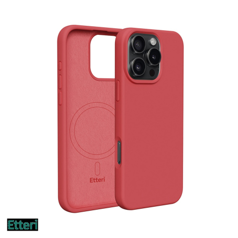 Huse si protectii smartphone - Husa Etteri Silicone Mag pentru Apple iPhone 16 Pro Max, Carcasa magnetica, Rosu