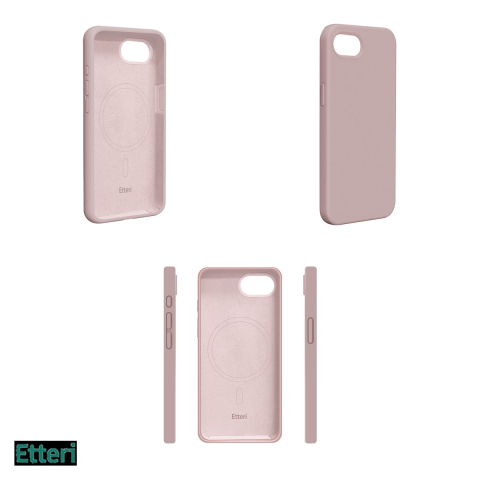 Husa Etteri Silicone Mag pentru Apple iPhone 17e, Carcasa magnetica, Roz [3]