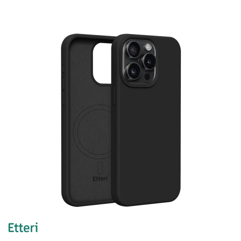 Huse si protectii smartphone - Husa Etteri Silicone Mag pentru iPhone 12, Carcasa magnetica, Negru