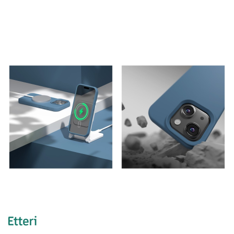 Husa Etteri Silicone Mag pentru iPhone 13, Carcasa magnetica, Albastru [4]