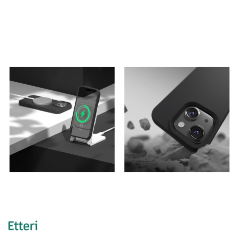 Husa Etteri Silicone Mag pentru iPhone 13, Carcasa magnetica, Negru [4]