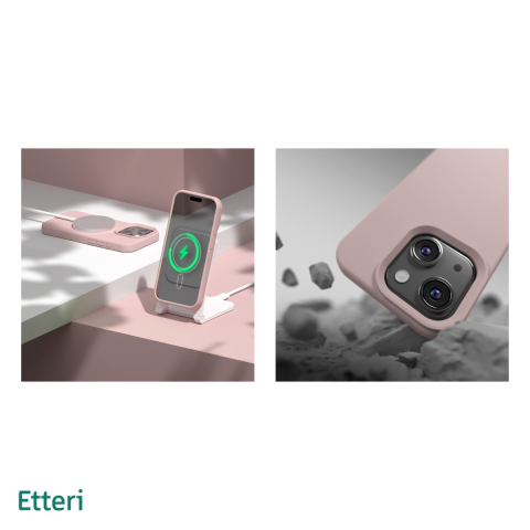 Husa Etteri Silicone Mag pentru iPhone 13, Carcasa magnetica, Roz [4]