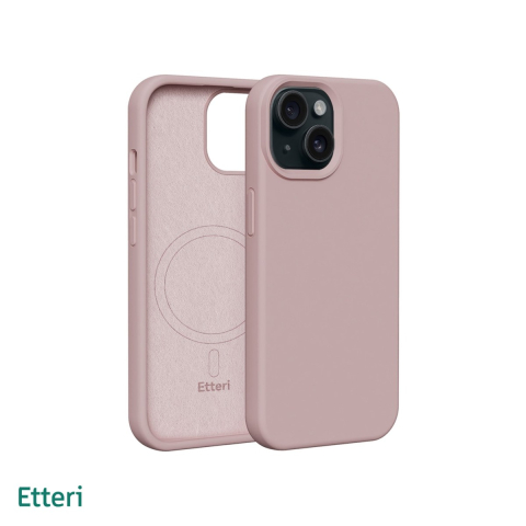 Huse telefoane - Husa Etteri Silicone Mag pentru iPhone 13, Carcasa magnetica, Roz