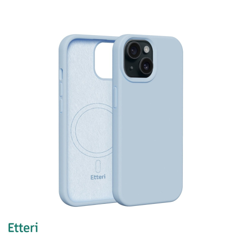 Huse si protectii smartphone - Husa Etteri Silicone Mag pentru iPhone 15, Carcasa magnetica, Albastru