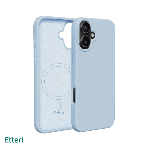 Huse si protectii smartphone - Husa Etteri Silicone Mag pentru iPhone 16, Carcasa magnetica, Albastru