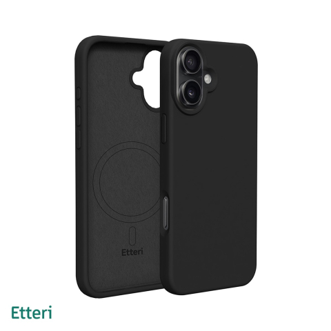 Huse si protectii pentru iPhone 16 - Husa Etteri Silicone Mag pentru iPhone 16, Carcasa magnetica, Negru