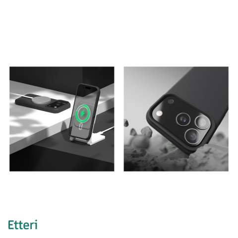 Husa Etteri Silicone Mag pentru iPhone 17 Pro, Carcasa magnetica, Negru [4]