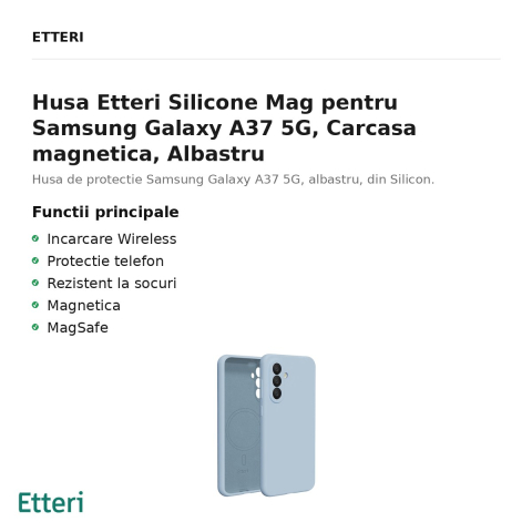 Husa Etteri Silicone Mag pentru Samsung Galaxy A37 5G, Carcasa magnetica, Albastru [1]