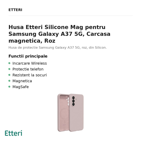 Husa Etteri Silicone Mag pentru Samsung Galaxy A37 5G, Carcasa magnetica, Roz [1]