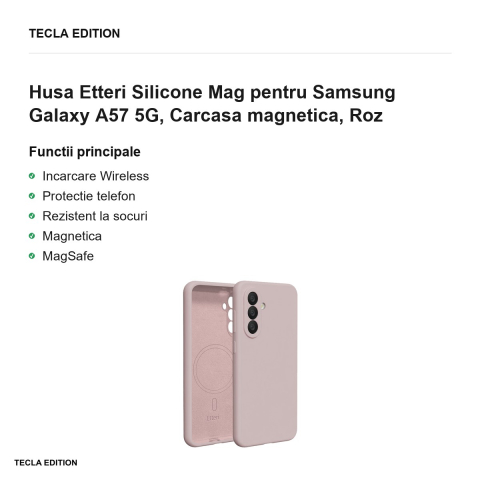 Husa Etteri Silicone Mag pentru Samsung Galaxy A57 5G, Carcasa magnetica, Roz [1]