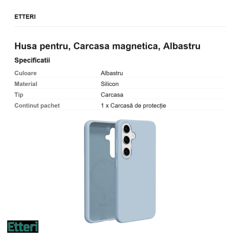 Husa Etteri Silicone Mag pentru Samsung Galaxy S25, Carcasa magnetica, Albastru [2]