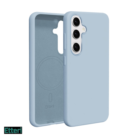Huse si protectii smartphone - Husa Etteri Silicone Mag pentru Samsung Galaxy S25, Carcasa magnetica, Albastru