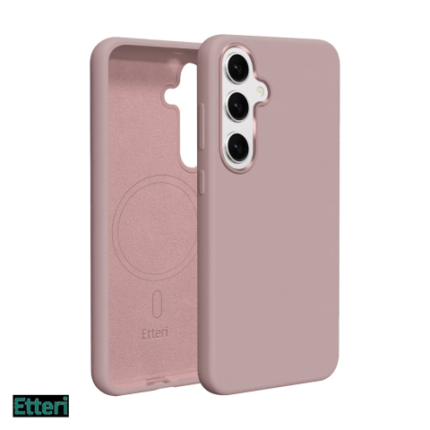Huse si protectii smartphone - Husa Etteri Silicone Mag pentru Samsung Galaxy S25, Carcasa magnetica, Roz