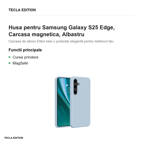 Husa Etteri Silicone Mag pentru Samsung Galaxy S25 Edge, Carcasa magnetica, Albastru [1]