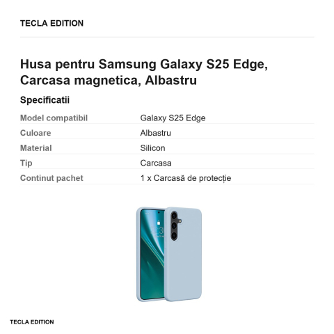 Husa Etteri Silicone Mag pentru Samsung Galaxy S25 Edge, Carcasa magnetica, Albastru [2]