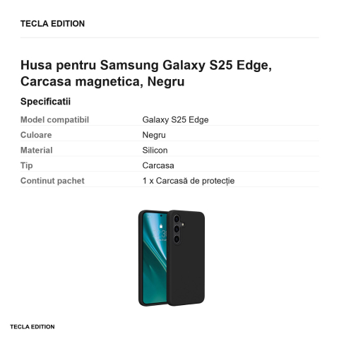 Husa Etteri Silicone Mag pentru Samsung Galaxy S25 Edge, Carcasa magnetica, Negru [2]