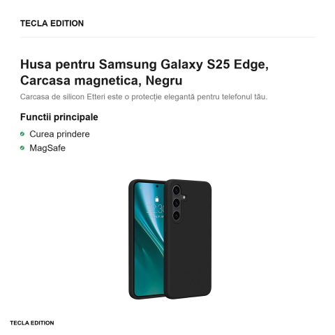 Husa Etteri Silicone Mag pentru Samsung Galaxy S25 Edge, Carcasa magnetica, Negru [1]