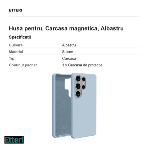 Husa Etteri Silicone Mag pentru Samsung Galaxy S25 Ultra, Carcasa magnetica, Albastru [2]