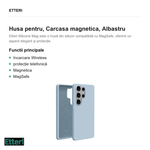 Husa Etteri Silicone Mag pentru Samsung Galaxy S25 Ultra, Carcasa magnetica, Albastru [1]