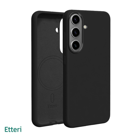 Huse si protectii pentru Samsung - Husa Etteri Silicone Mag pentru Samsung Galaxy S26, Carcasa magnetica, Negru