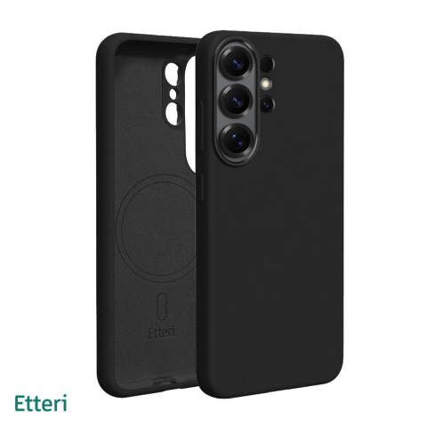 Huse si protectii smartphone - Husa Etteri Silicone Mag pentru Samsung Galaxy S26 Ultra, Carcasa magnetica, Negru