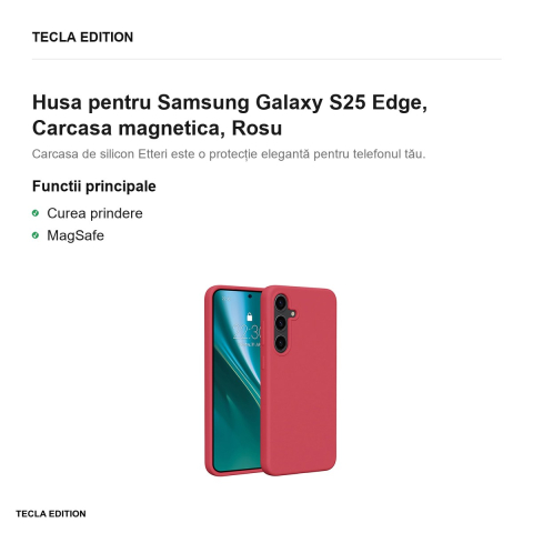 Husa Etteri Silicone Mag raspberry pentru Samsung Galaxy S25 Edge, Carcasa magnetica, Rosu [1]