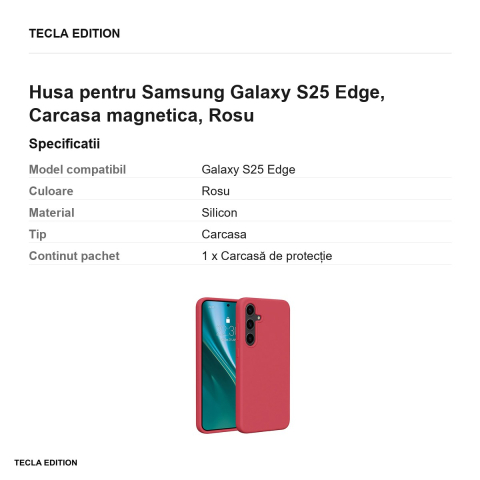Husa Etteri Silicone Mag raspberry pentru Samsung Galaxy S25 Edge, Carcasa magnetica, Rosu [2]