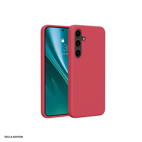 Huse si protectii smartphone - Husa Etteri Silicone Mag raspberry pentru Samsung Galaxy S25 Edge, Carcasa magnetica, Rosu