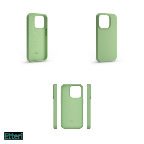 Husa Etteri Silicone pentru Apple iPhone 15 Pro, Carcasa, Verde [3]