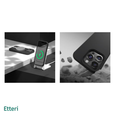 Husa Etteri Silicone pentru iPhone 15 Pro, Carcasa, Negru [4]